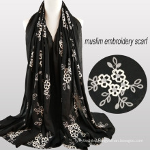 2017 Best-selling plain african muslim flower embroidery designs jersey hijab cotton muslim scarfs Arab hijab scarf shawl